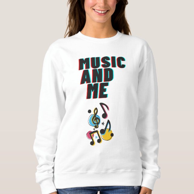Sudadera blanca Music and Me (Anverso)