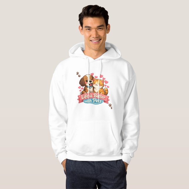 Sudadera Blanca para Amantes de las Mascotas | Amo (Anverso completo)