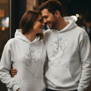 Sudadera Blanca Romántica para Parejas