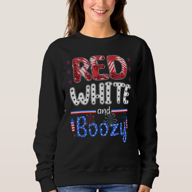 Sudadera Blanco Rojo Y Amable Feliz Día de la Independencia (Anverso)