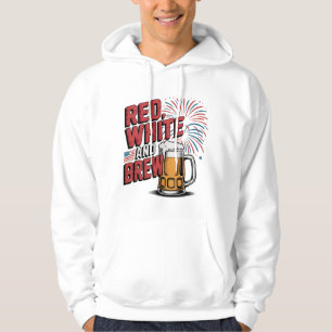 Sudadera Blanco rojo y arte de jarra de cerveza