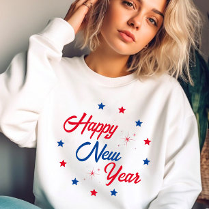 Sudadera Blanco Rojo y Azul Feliz Año Nuevo