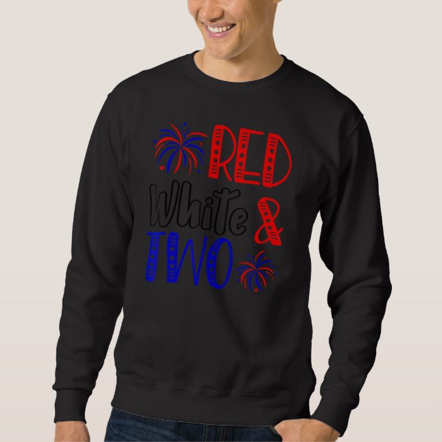 Sudadera Blanco Rojo y dos cumpleaños segundo 4 de julio In (Anverso)