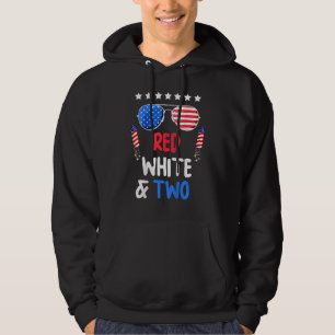 Sudadera Blanco Rojo y dos cumpleaños segundo 4 de julio In