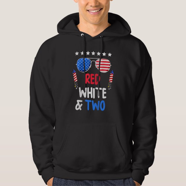 Sudadera Blanco Rojo y dos cumpleaños segundo 4 de julio In (Anverso)