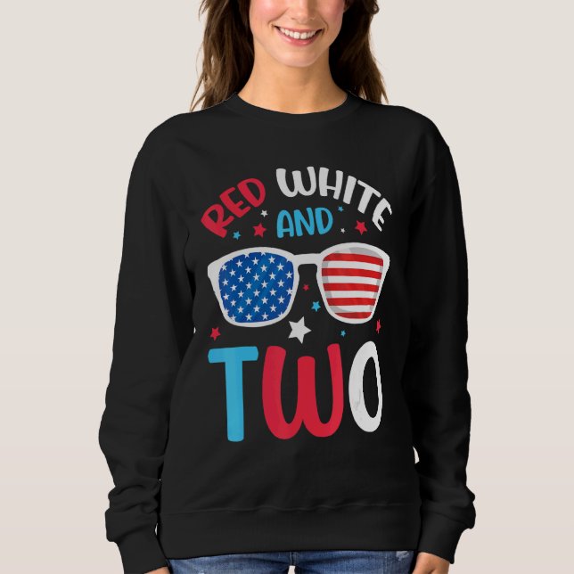 Sudadera Blanco Rojo Y Dos Felices Independencia 4 De Julio (Anverso)