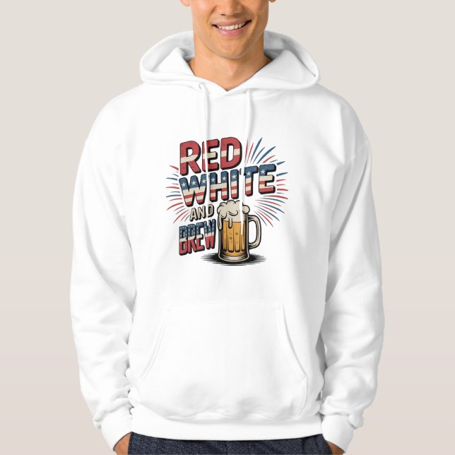 Sudadera Blanco rojo y estilo de cosecha de vigas (Anverso)