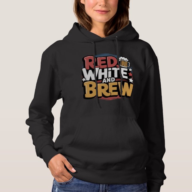 Sudadera Blanco Rojo y Gráfica divertida (Anverso)