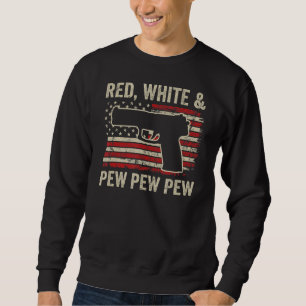 Sudadera Blanco Rojo Y Pew Patriótico 9 mm Pistol Pro Gun U