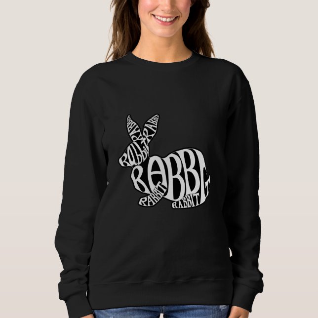 Sudadera Blanco sobre la tipografía del conejo negro: arte  (Anverso)