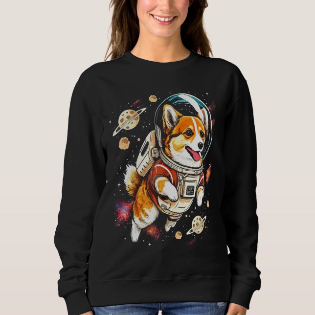 Sudadera Blast Off with a Dog in Space  Cute Pembroke Welsh (Anverso)