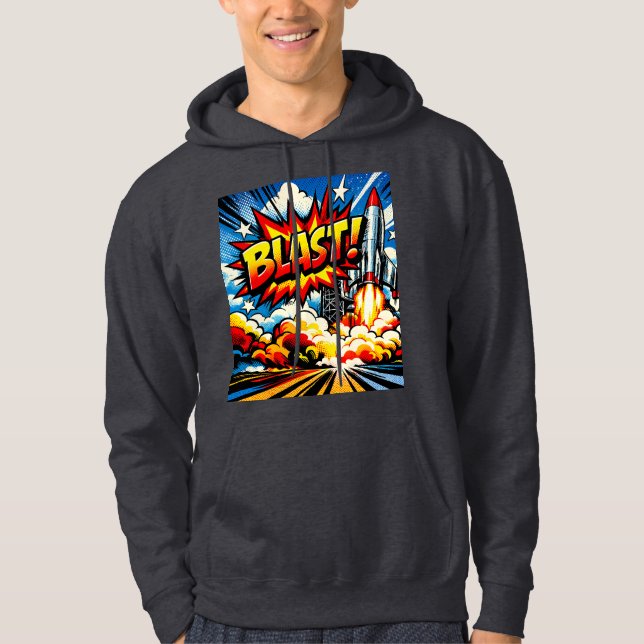 Sudadera BLAST! Retro Pop Art Rocket Explosion (Anverso)