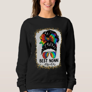 Sudadera Bleach Best Nonni Ever Tie Dye Messy Bun Hair Moth