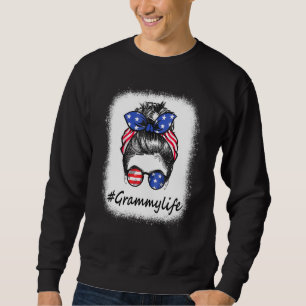 Sudadera Bleach Messy Bun Grammy Life America Flag Mothers