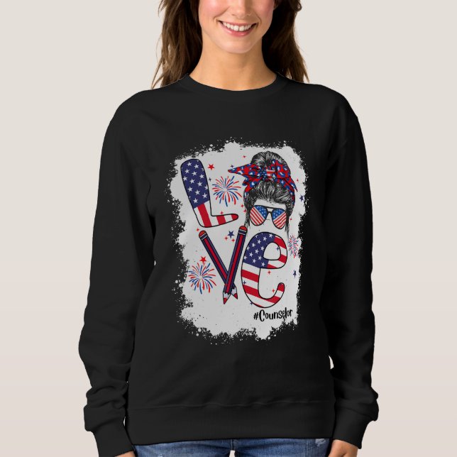 Sudadera Bleached 4th Of July Love Counselor US Flag Messy  (Anverso)