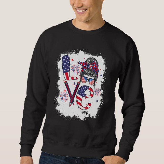 Sudadera Bleached 4th Of July Love SLP US Flag Messy Bun (Anverso)