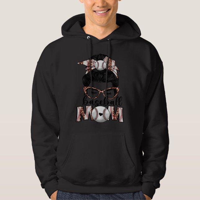 Sudadera Bleached Baseball Mom Game Day Messy Bun Leopard P (Anverso)