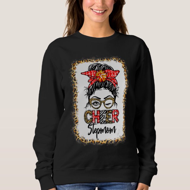 Sudadera Bleached Cheer Stepmom Cheerleading Messy Bun Leop (Anverso)