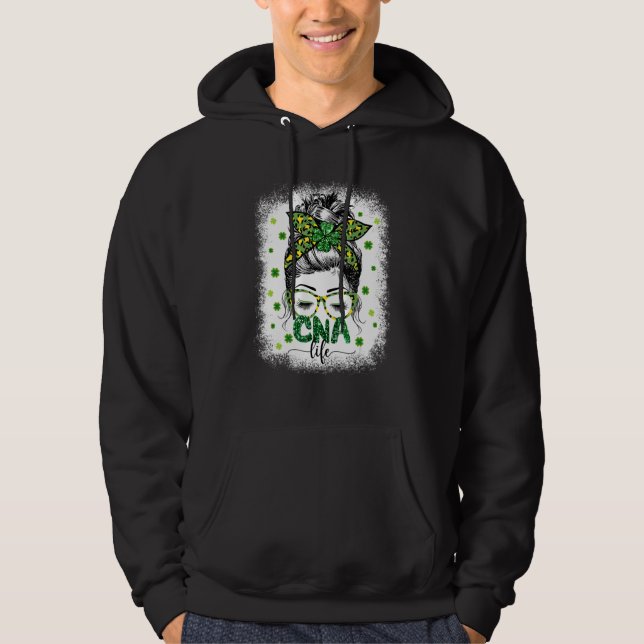 Sudadera Bleached Cna Life Messy Bun Leopard St Patricks Da (Anverso)
