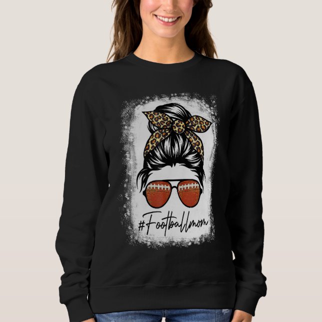 Sudadera Bleached Football Mom Life With Leopard And Messy  (Anverso)