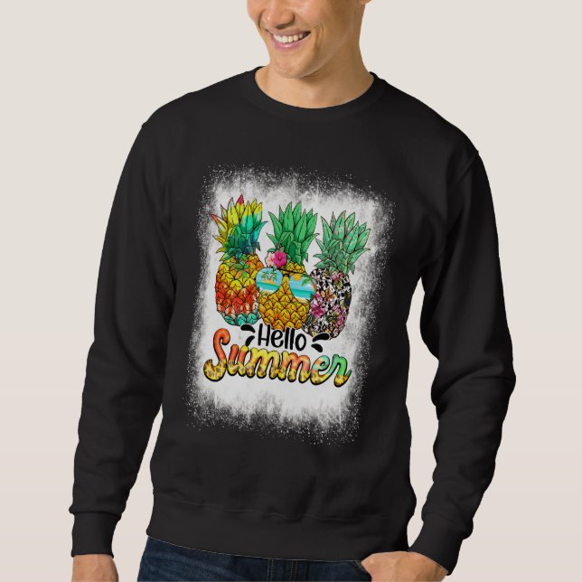 Sudadera Bleached Hello Summer Pineapple Glasses Beach Vibe (Anverso)