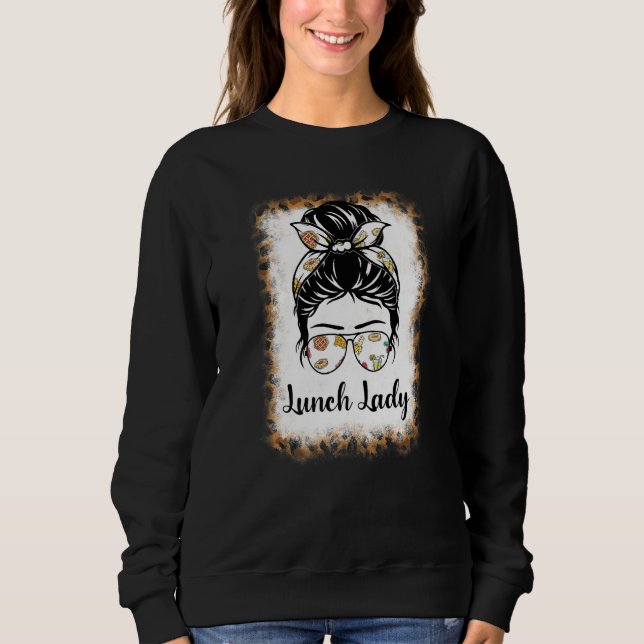 Sudadera Bleached Leopard  Lunch Lady Messy Bun Lunch Lady  (Anverso)