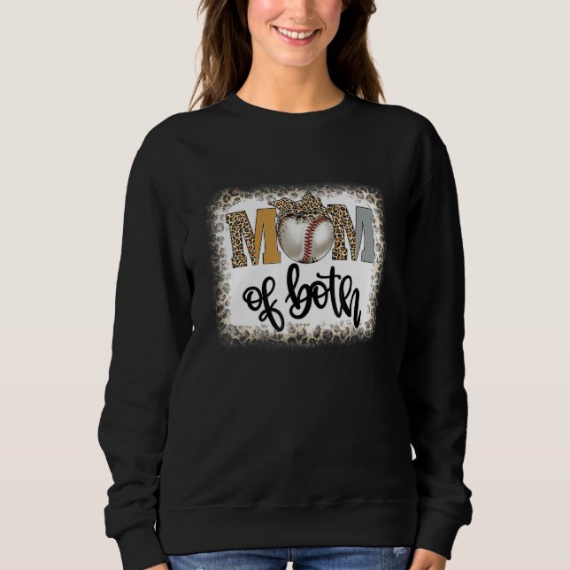 Sudadera Bleached Mom Of Both Leopard Baseball Mom Softball (Anverso)
