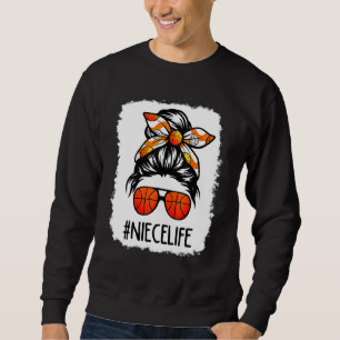 Sudadera Bleached Niece Life Messy Hair Bun Basketball Moth