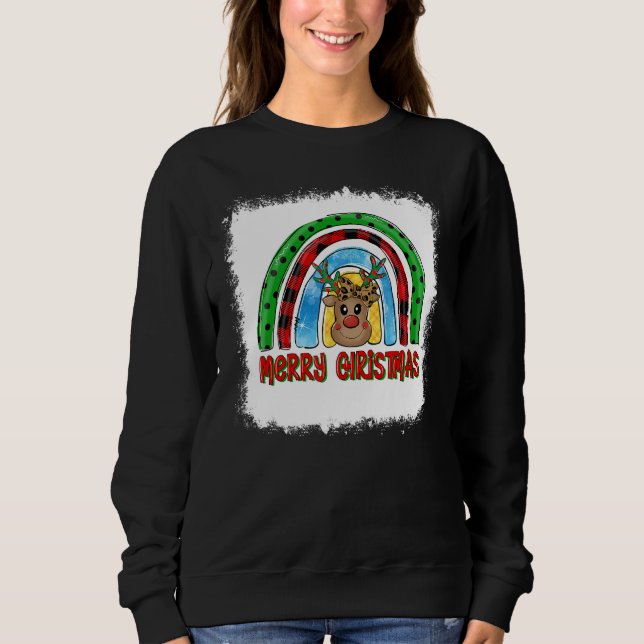 Sudadera Bleached Rainbow Merry navidad reno Christma (Anverso)