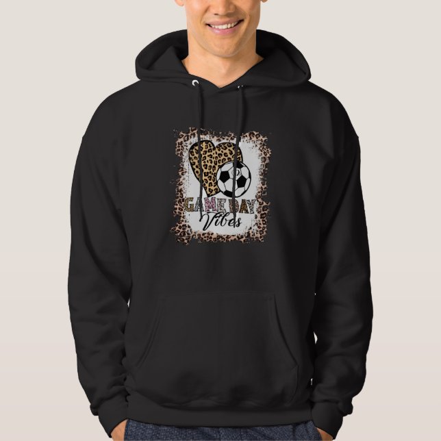 Sudadera Bleached Soccer Game Day Vibes Soccer Mom Leopard (Anverso)