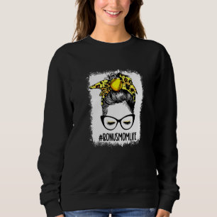 Sudadera Bleached Softball Bonus Mom Messy Bun Game Day Mot