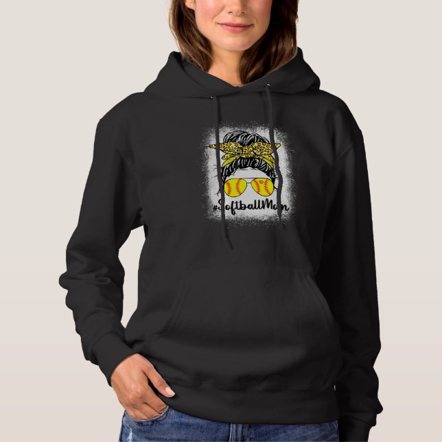 Sudadera Bleached Softball Mom Life With Leopard and Messy  (Anverso)