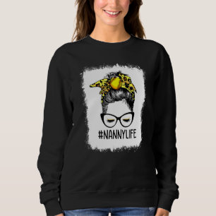 Sudadera Bleached Softball Nanny Life Leopard Messy Bun Mot
