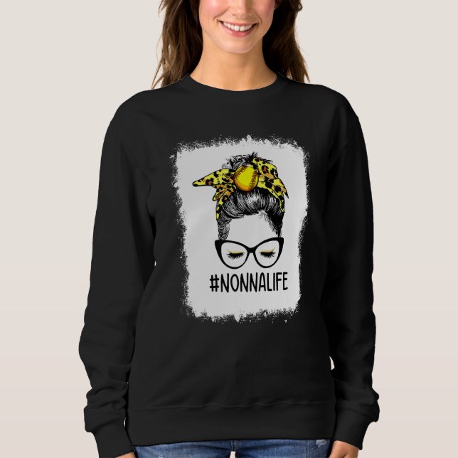 Sudadera Bleached Softball Nonna Life Leopard Messy Bun Mot (Anverso)