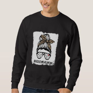 Sudadera Bleached Volleyball Mom Life Leopard Messy Bun Mom