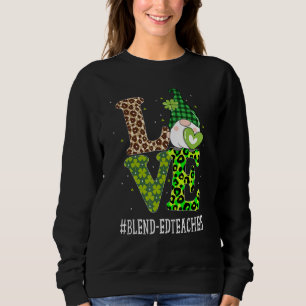 Sudadera Blend Teacher Love St Patricks Day Gnome Leopar