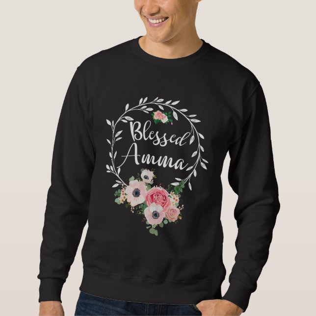 Sudadera Blessed Amma  For Women Flower Decor Grandma (Anverso)