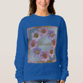 Sudadera Blessed Faux Purpurina Flowers Sweatshirt