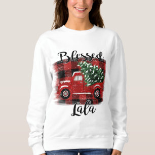 Sudadera Blessed Lala Red Truck Vintage Christmas Tree