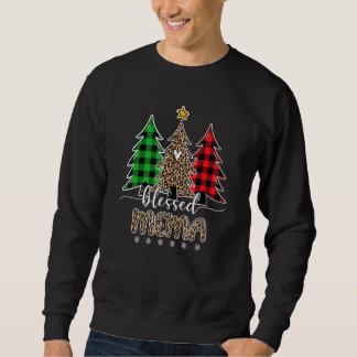 Sudadera Blessed Mema Leopard Navidades Pine Tree Red Plaid