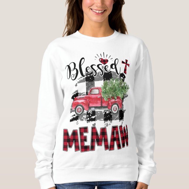 Sudadera Blessed Memaw Red plaid Navidades (Anverso)