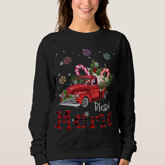 Sudadera Blessed Meme Navidades Red Truck Gift Para La Abue (Anverso)