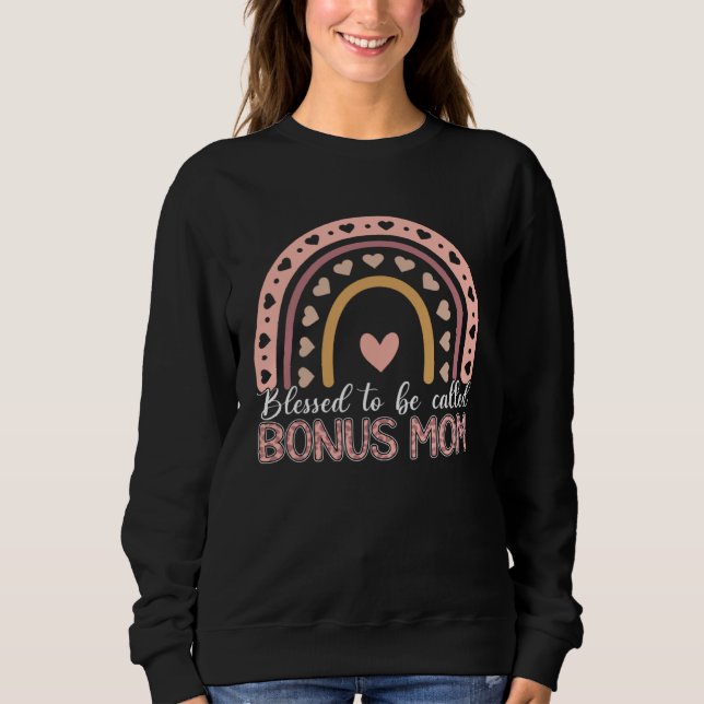 Sudadera Blessed To Be Called Bonus Mom Leopard Rainbow Mom (Anverso)