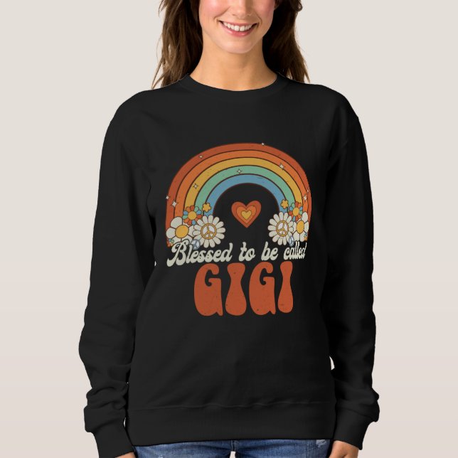 Sudadera Blessed To Be Called Gigi Groovy Rainbow Mother s  (Anverso)