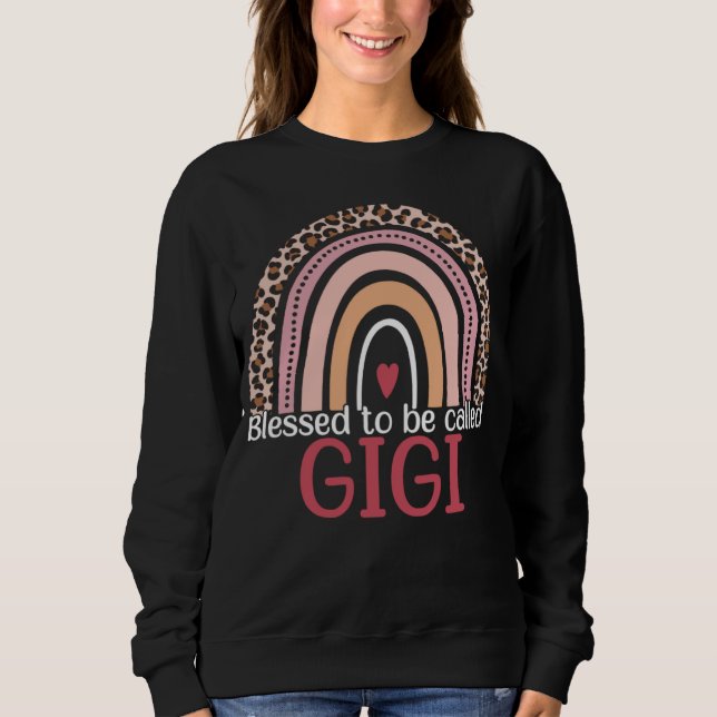 Sudadera Blessed To Be Called Gigi Rainbow Leopard Print Mo (Anverso)