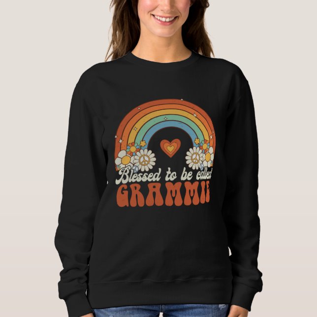 Sudadera Blessed To Be Called Grammie Groovy Rainbow Mother (Anverso)