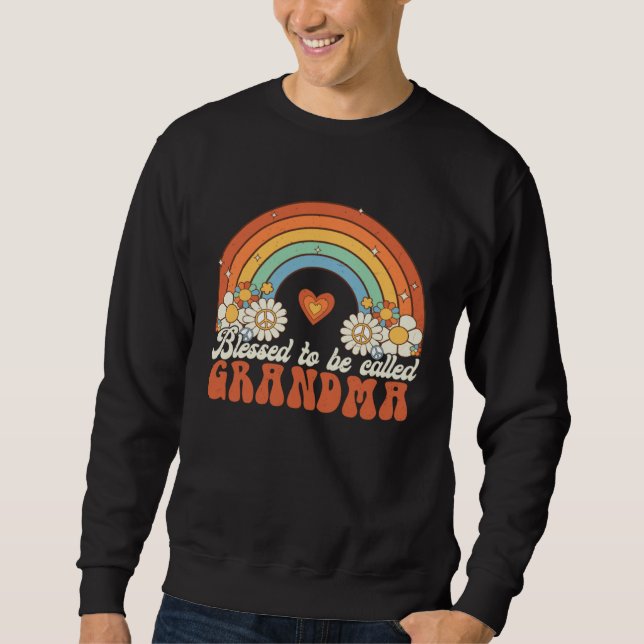 Sudadera Blessed To Be Called Grandma Groovy Rainbow Mother (Anverso)