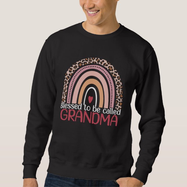 Sudadera Blessed To Be Called Grandma Rainbow Leopard Mom G (Anverso)