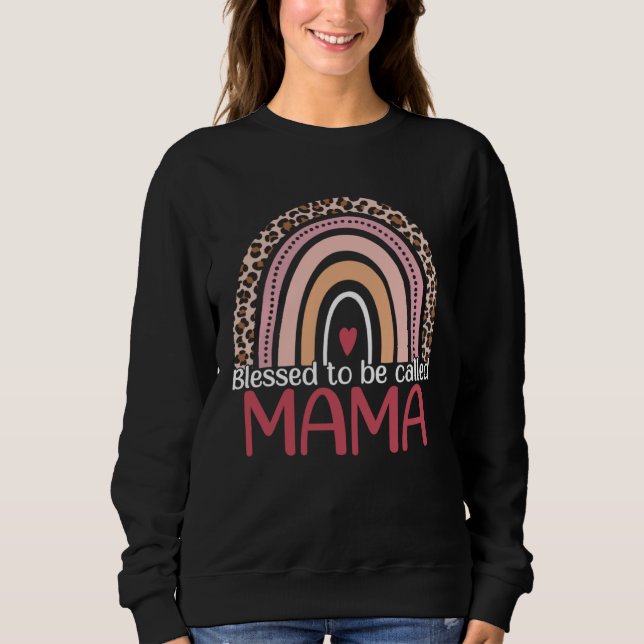 Sudadera Blessed To Be Called Mama Rainbow Leopard Print Mo (Anverso)