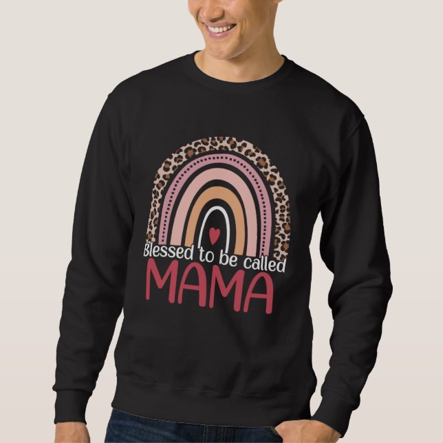 Sudadera Blessed To Be Called Mama Rainbow Leopard Print Mo (Anverso)